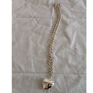 Vintage Celine Dion Puffed Heart Locket Necklace Chrome